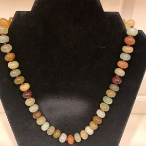 21" Natural Stone, Garnet and Sterling Necklace